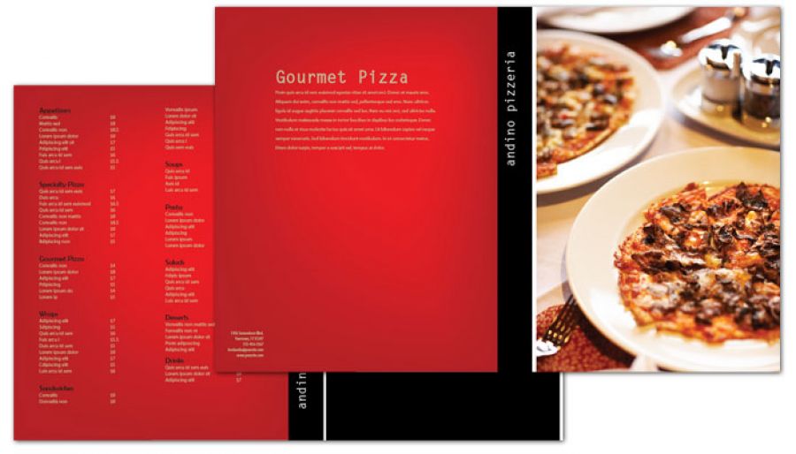 Gourmet Pizza Half Fold Brochure Design Layout